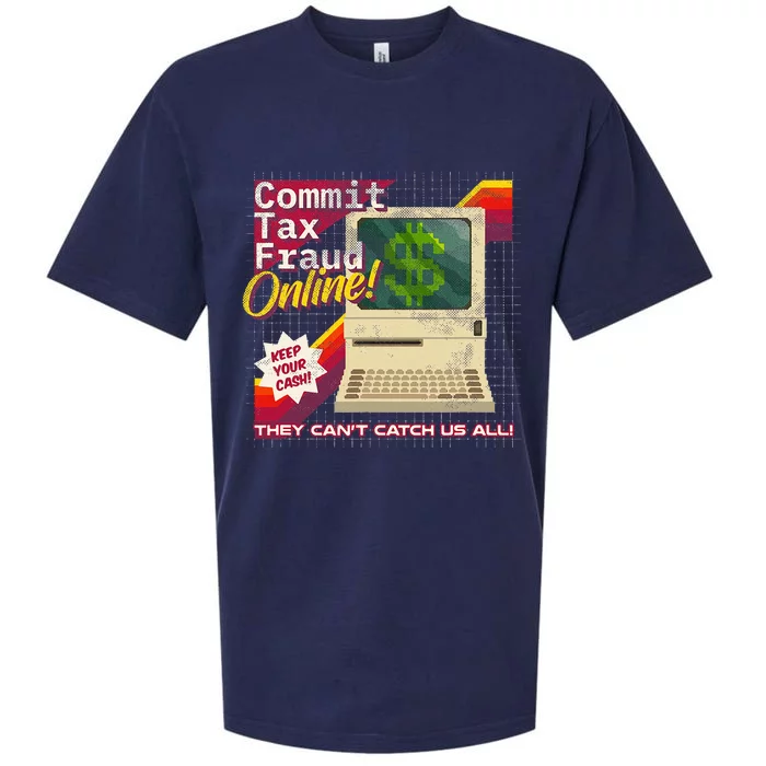 Commit Tax Fraud Online! Distressed Retro Video Game Box Art Sueded Cloud Jersey T-Shirt