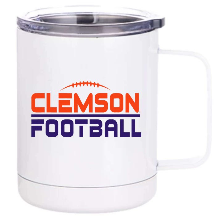 C.L.E.M.S.O.N. Ti.G.E.R. Football Scramble Front & Back 12oz Stainless Steel Tumbler Cup