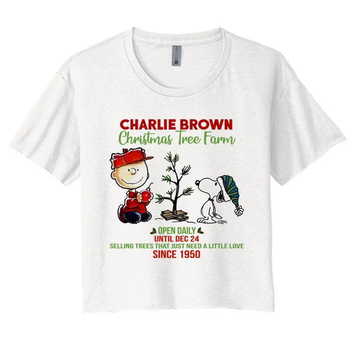 Christmas Tree Farm Open Daily Until Dec 24 Selling Since 1950 Women's Crop Top Tee