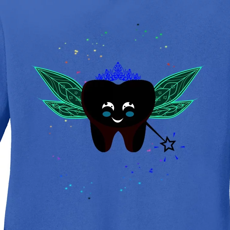 Cute Tooth Fairy Art Funny Dental Hygienist Fantasy Folk Gift Ladies Long Sleeve Shirt