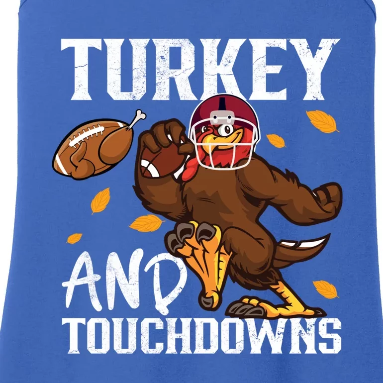 Cute Turkey Football Turkey And Touchdowns Thanksgiving Great Gift Ladies Essential Tank