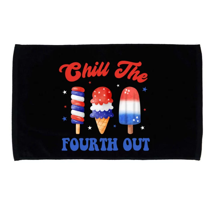 Chill The Fourth Out Funny 4th Of July Icecream Microfiber Hand Towel