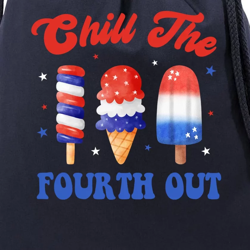 Chill The Fourth Out Funny 4th Of July Icecream Drawstring Bag