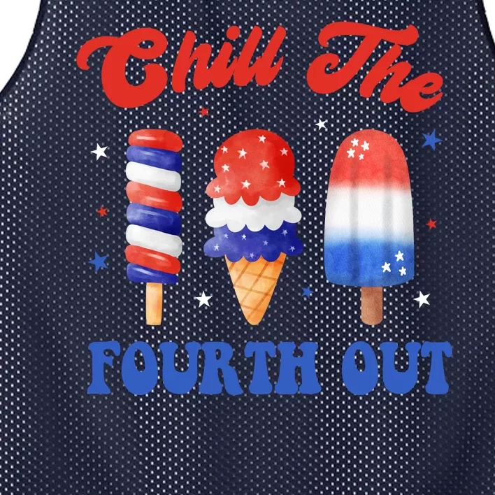 Chill The Fourth Out Funny 4th Of July Icecream Mesh Reversible Basketball Jersey Tank