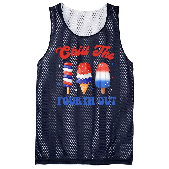 Chill The Fourth Out Funny 4th Of July Icecream Mesh Reversible Basketball Jersey Tank