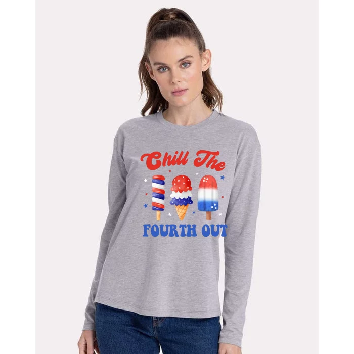 Chill The Fourth Out Funny 4th Of July Icecream Womens Cotton Relaxed Long Sleeve T-Shirt