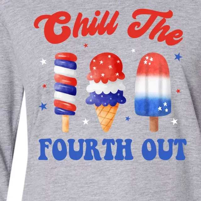 Chill The Fourth Out Funny 4th Of July Icecream Womens Cotton Relaxed Long Sleeve T-Shirt