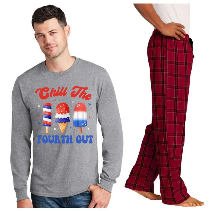 Chill The Fourth Out Funny 4th Of July Icecream Long Sleeve Pajama Set