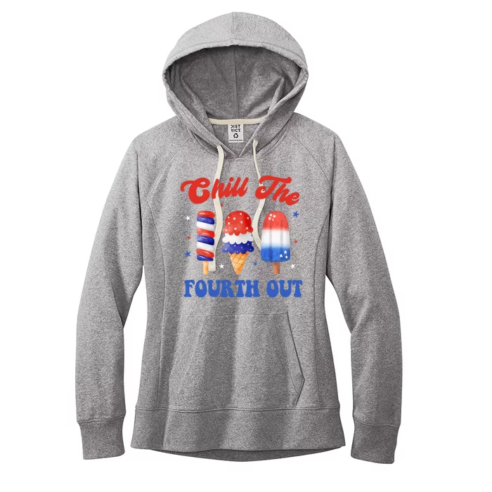 Chill The Fourth Out Funny 4th Of July Icecream Women's Fleece Hoodie