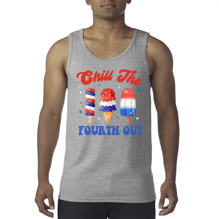 Chill The Fourth Out Funny 4th Of July Icecream Tank Top