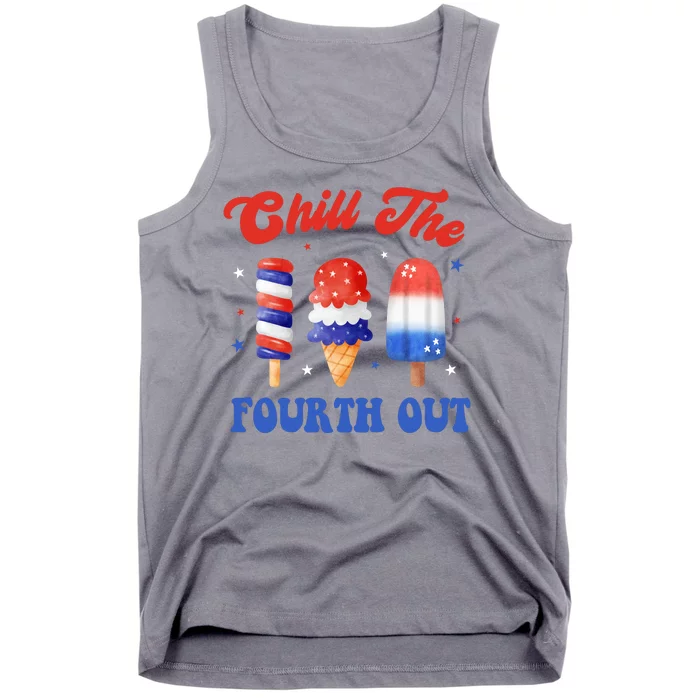 Chill The Fourth Out Funny 4th Of July Icecream Tank Top