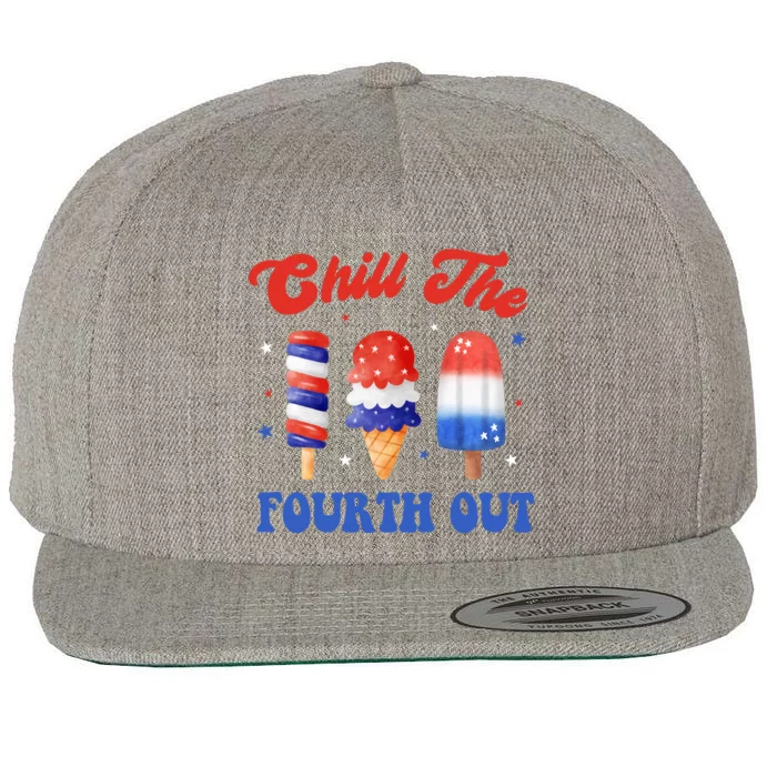 Chill The Fourth Out Funny 4th Of July Icecream Wool Snapback Cap