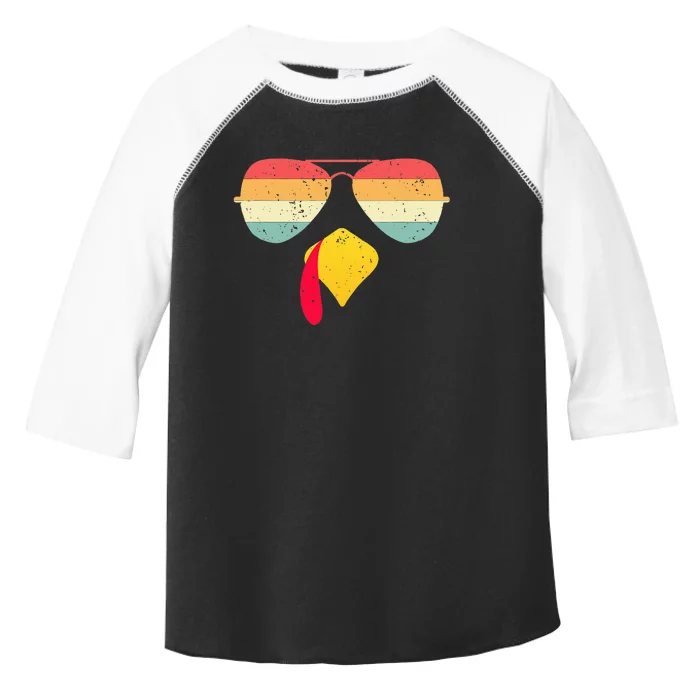 Cool Turkey Face With Sunglasses Funny Thanksgiving Toddler Fine Jersey T-Shirt