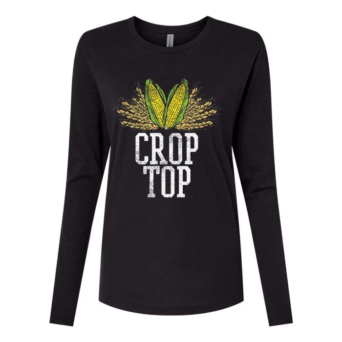 Crop Top Farm Pun Corn Farming Agriculture Funny Farmer Womens Cotton Relaxed Long Sleeve T-Shirt