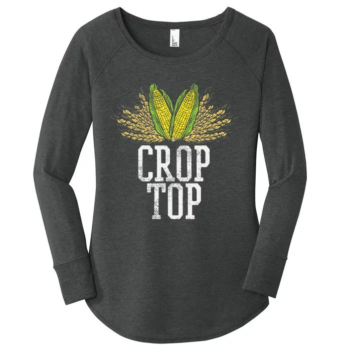 Crop Top Farm Pun Corn Farming Agriculture Funny Farmer Women's Perfect Tri Tunic Long Sleeve Shirt