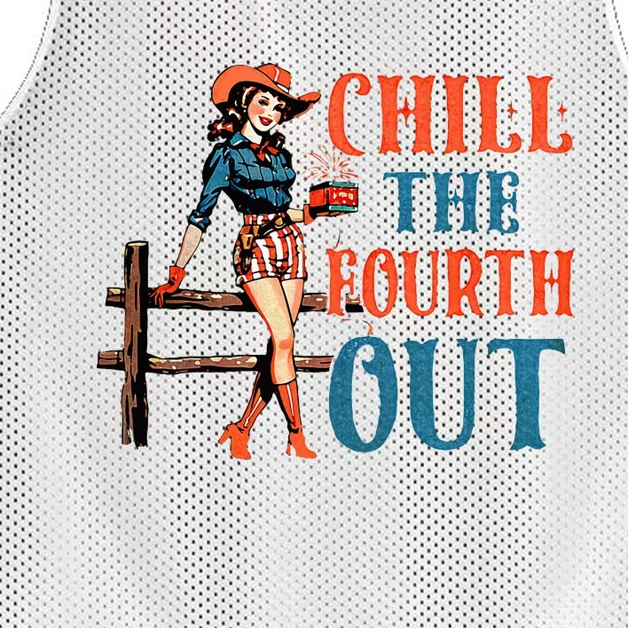 Chill The Fourth Out 4th Of July Patriotic Independence Day Mesh Reversible Basketball Jersey Tank