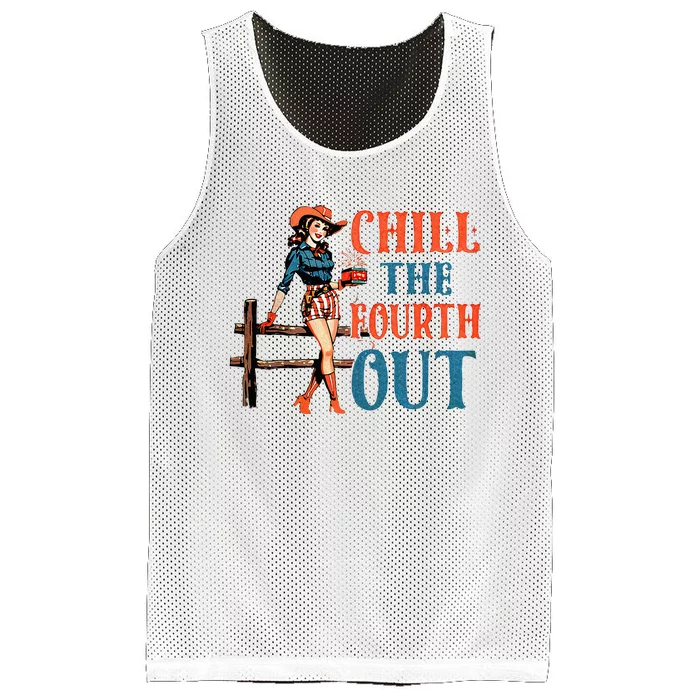 Chill The Fourth Out 4th Of July Patriotic Independence Day Mesh Reversible Basketball Jersey Tank