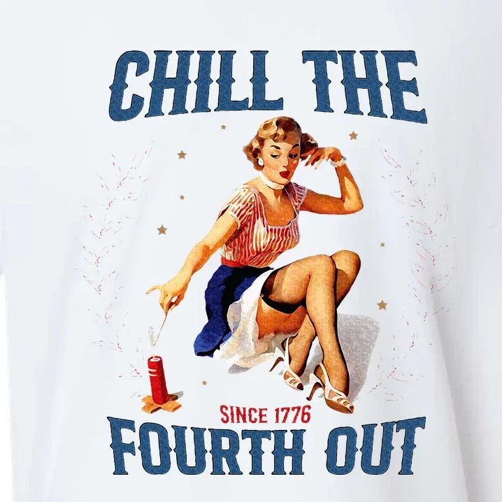 Chill The Fourth Out Retro 4th Of July Sueded Cloud Jersey T-Shirt