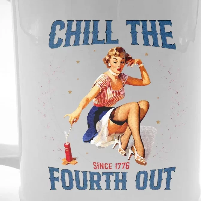 Chill The Fourth Out Retro 4th Of July Front & Back Beer Stein