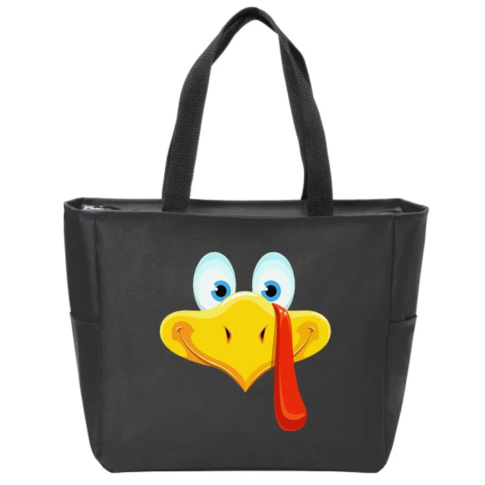 Cute Turkey Face Thanksgiving Zip Tote Bag