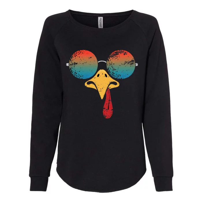 Cool Turkey Face Graphic Sunglasses Thanksgiving Womens California Wash Sweatshirt