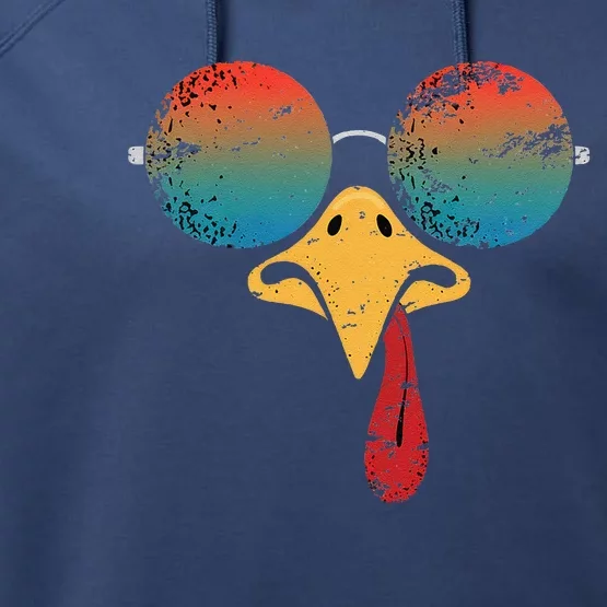 Cool Turkey Face Graphic Sunglasses Thanksgiving Performance Fleece Hoodie