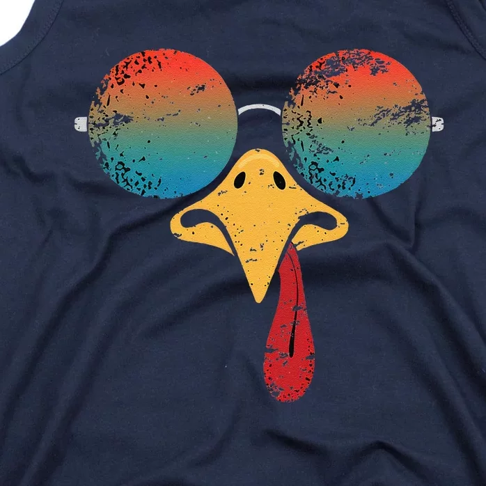 Cool Turkey Face Graphic Sunglasses Thanksgiving Tank Top