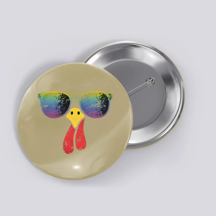 Cool Turkey Face Graphic Sunglasses Thanksgiving Button