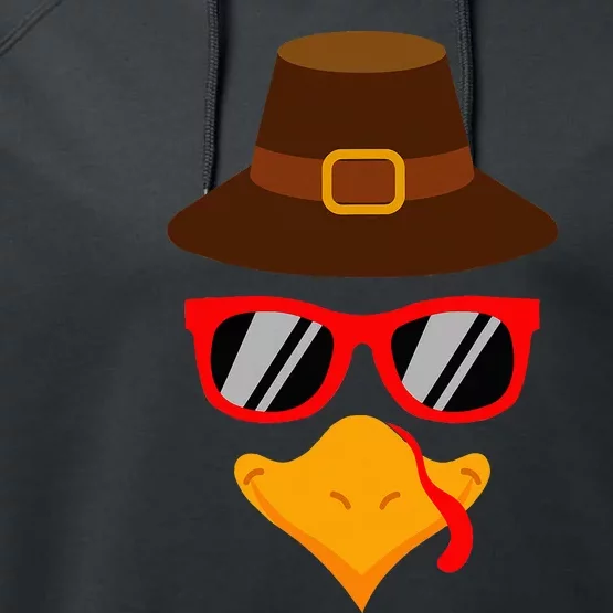 Cute Turkey Face Glasses Thanksgiving Performance Fleece Hoodie