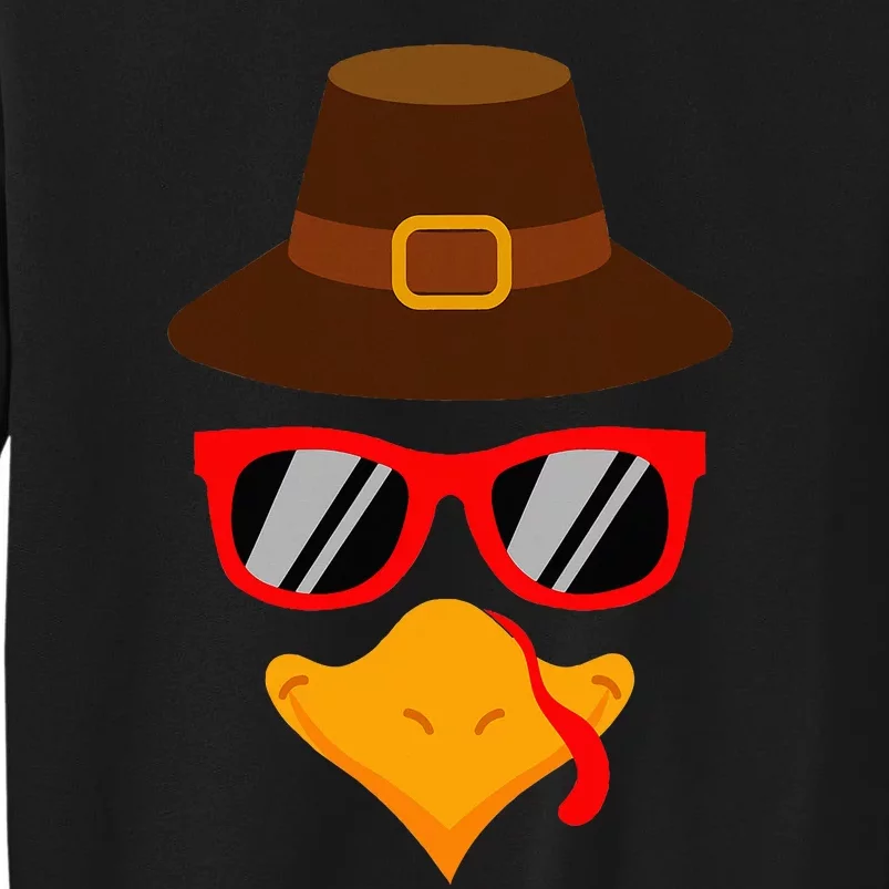 Cute Turkey Face Glasses Thanksgiving Sweatshirt