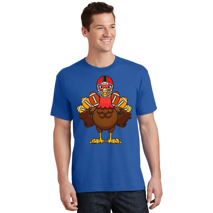 Cool Thanksgiving Football Gobble Player Turkey Gift T-Shirt