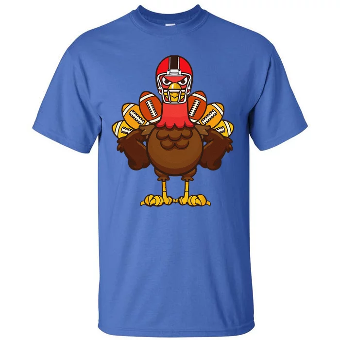 Cool Thanksgiving Football Gobble Player Turkey Gift Tall T-Shirt