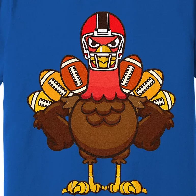 Cool Thanksgiving Football Gobble Player Turkey Gift Premium T-Shirt