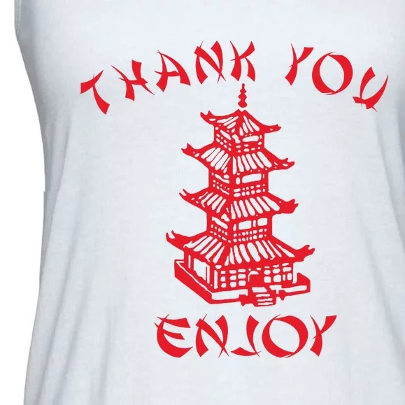 Chinese Takeaway Food Thank You Enjoy Ladies Essential Flowy Tank