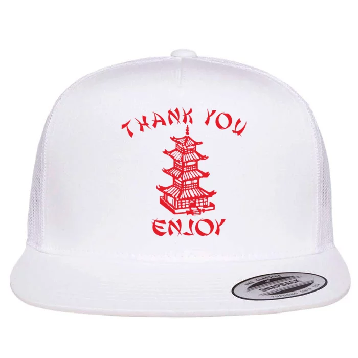 Chinese Takeaway Food Thank You Enjoy Flat Bill Trucker Hat