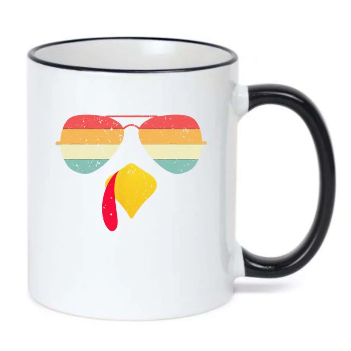 Cool Turkey Face With Sunglasses Funny Thanksgiving For Black Color Changing Mug