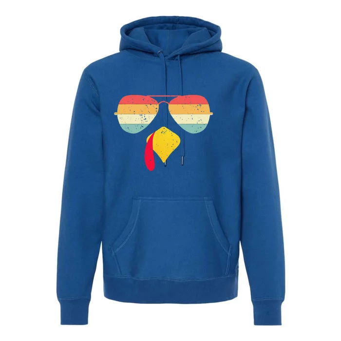 Cool Turkey Face With Sunglasses Funny Thanksgiving For Premium Hoodie