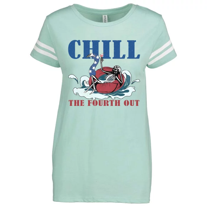 Chill The Fourth Out 4th Of July Enza Ladies Jersey Football T-Shirt