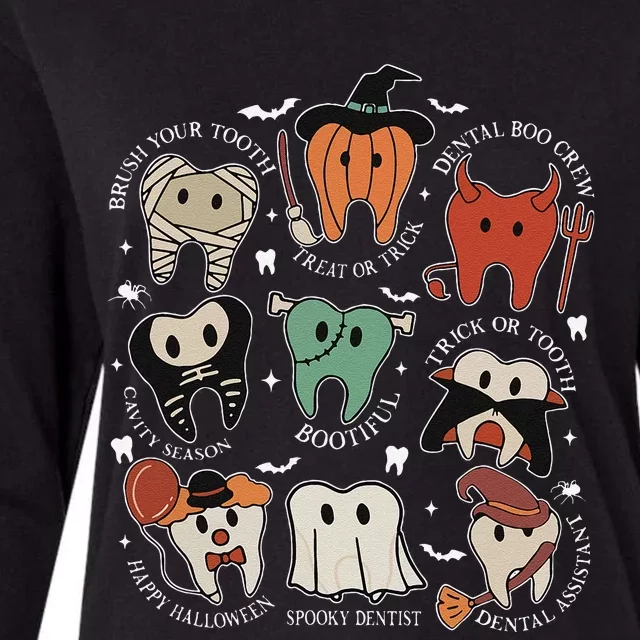 Cute Tooth Funny Halloween Dental Hygiene Spooky Dentist Womens Cotton Relaxed Long Sleeve T-Shirt