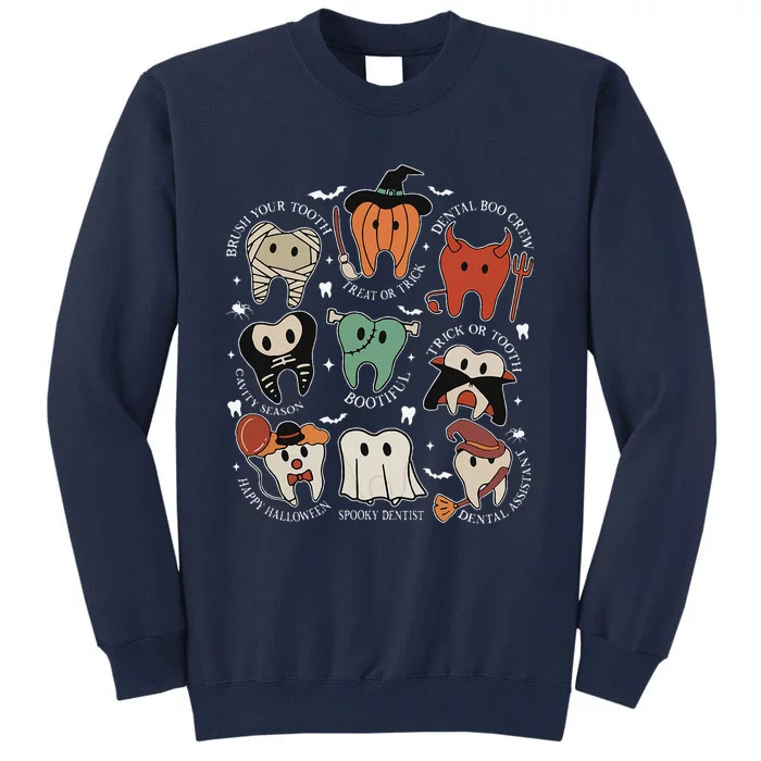 Cute Tooth Funny Halloween Dental Hygiene Spooky Dentist Tall Sweatshirt