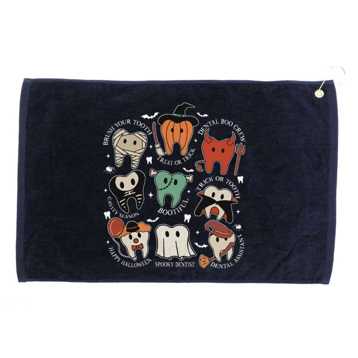 Cute Tooth Funny Halloween Dental Hygiene Spooky Dentist Grommeted Golf Towel