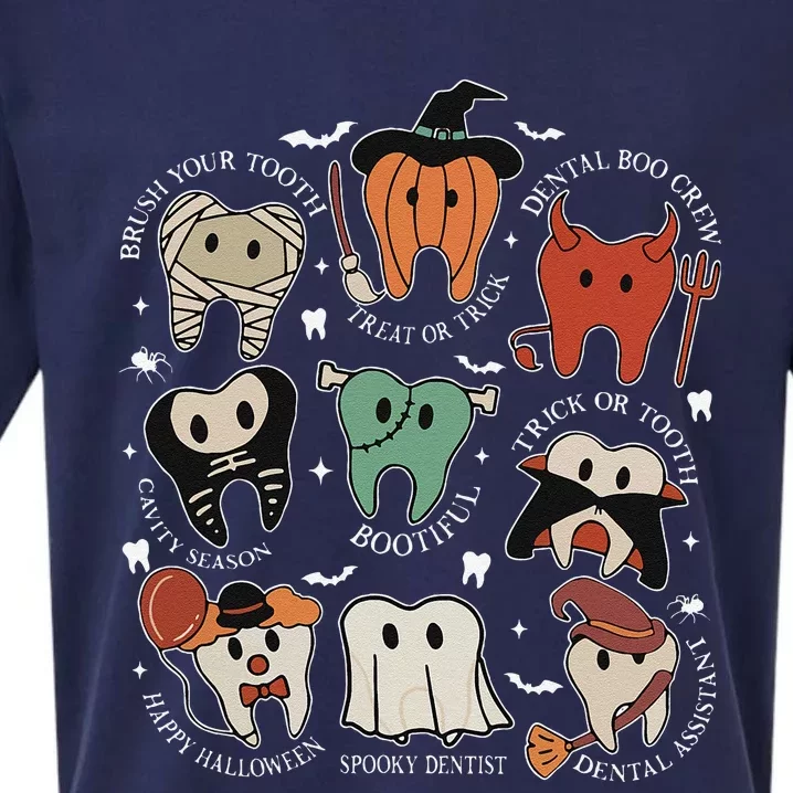 Cute Tooth Funny Halloween Dental Hygiene Spooky Dentist Sueded Cloud Jersey T-Shirt