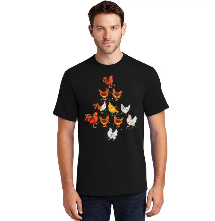 Christmas Tree Funny Chickens Christmas Light Tall T-Shirt