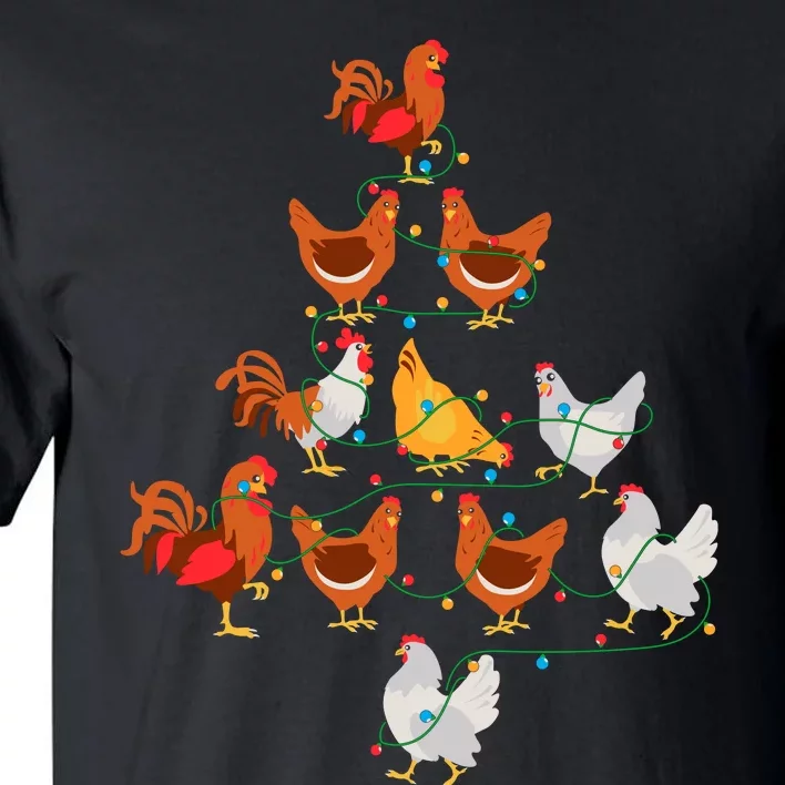 Christmas Tree Funny Chickens Christmas Light Tall T-Shirt