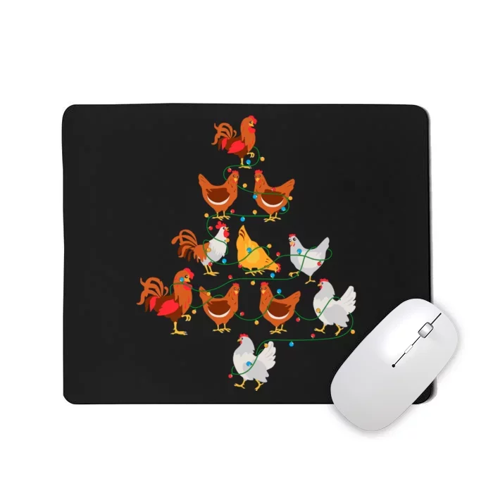 Christmas Tree Funny Chickens Christmas Light Mousepad