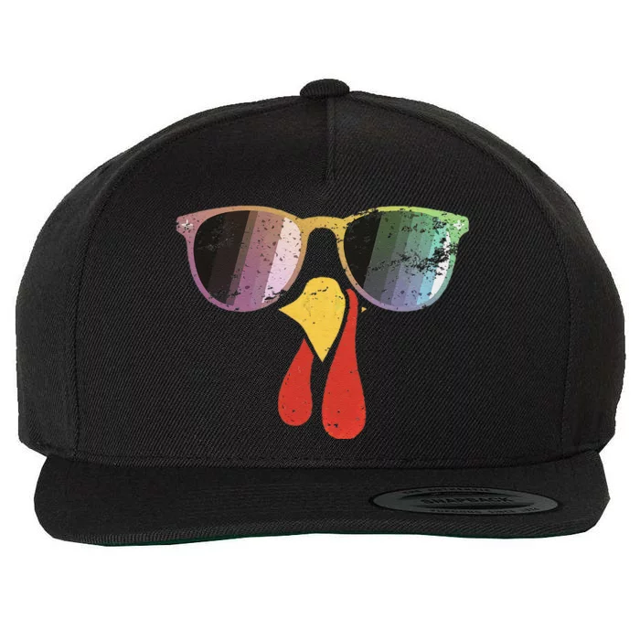 Cool Turkey Face Graphic Sunglasses Thanksgiving Wool Snapback Cap