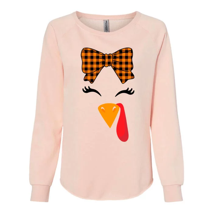 Cute Turkey Face Thanksgiving Day Costume Harvest Festival Gift Womens California Wash Sweatshirt