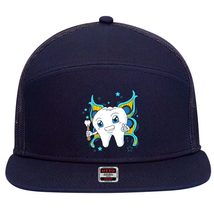 Cute Tooth Fairy Dental Assistant Dentist Gift 7 Panel Mesh Trucker Snapback Hat