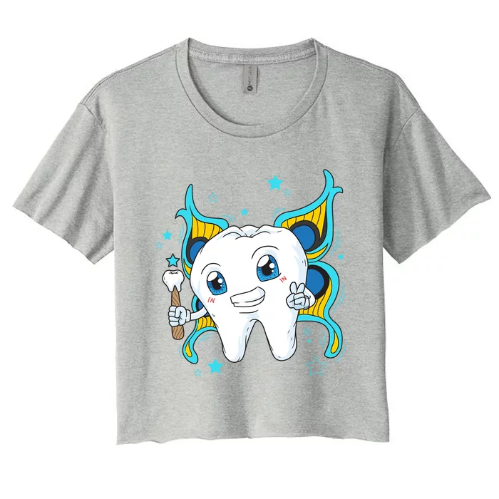 Cute Tooth Fairy Dental Assistant Dentist Gift Women's Crop Top Tee