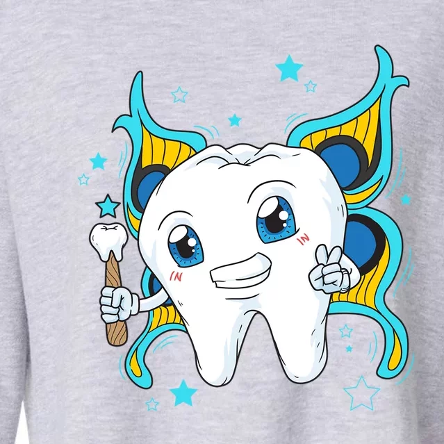 Cute Tooth Fairy Dental Assistant Dentist Gift Cropped Pullover Crew